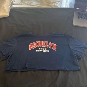 SHEIN women’s Small Navy Brooklyn Crop Top